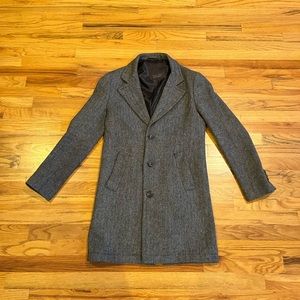 ZARA MAN Herringbone Wool Long Coat Jacket Medium
